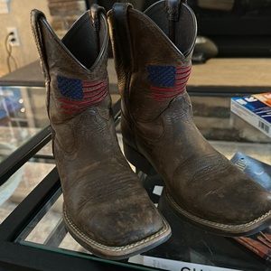 Ariat kids cowboy boots with American flag